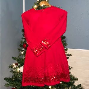 Lands’end red sparkly Christmas dress size S girls